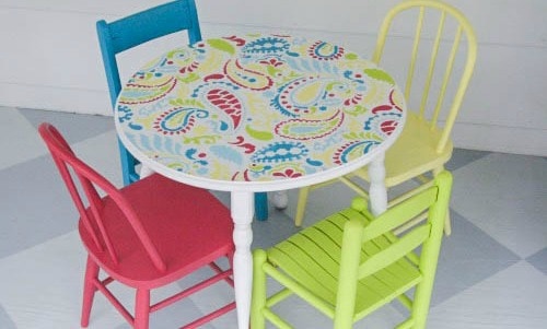 painted childrens table and chairs