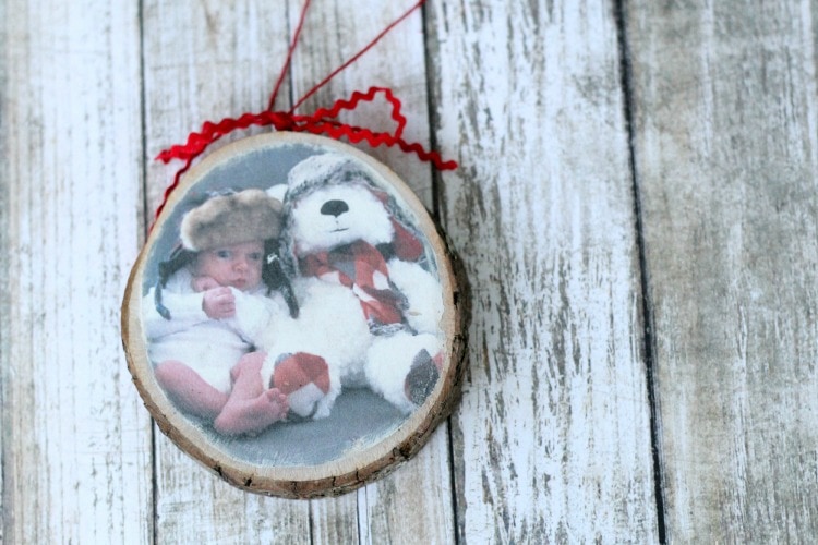 Photo Transfer Wood Slice Christmas Ornament - Lovely Etc.