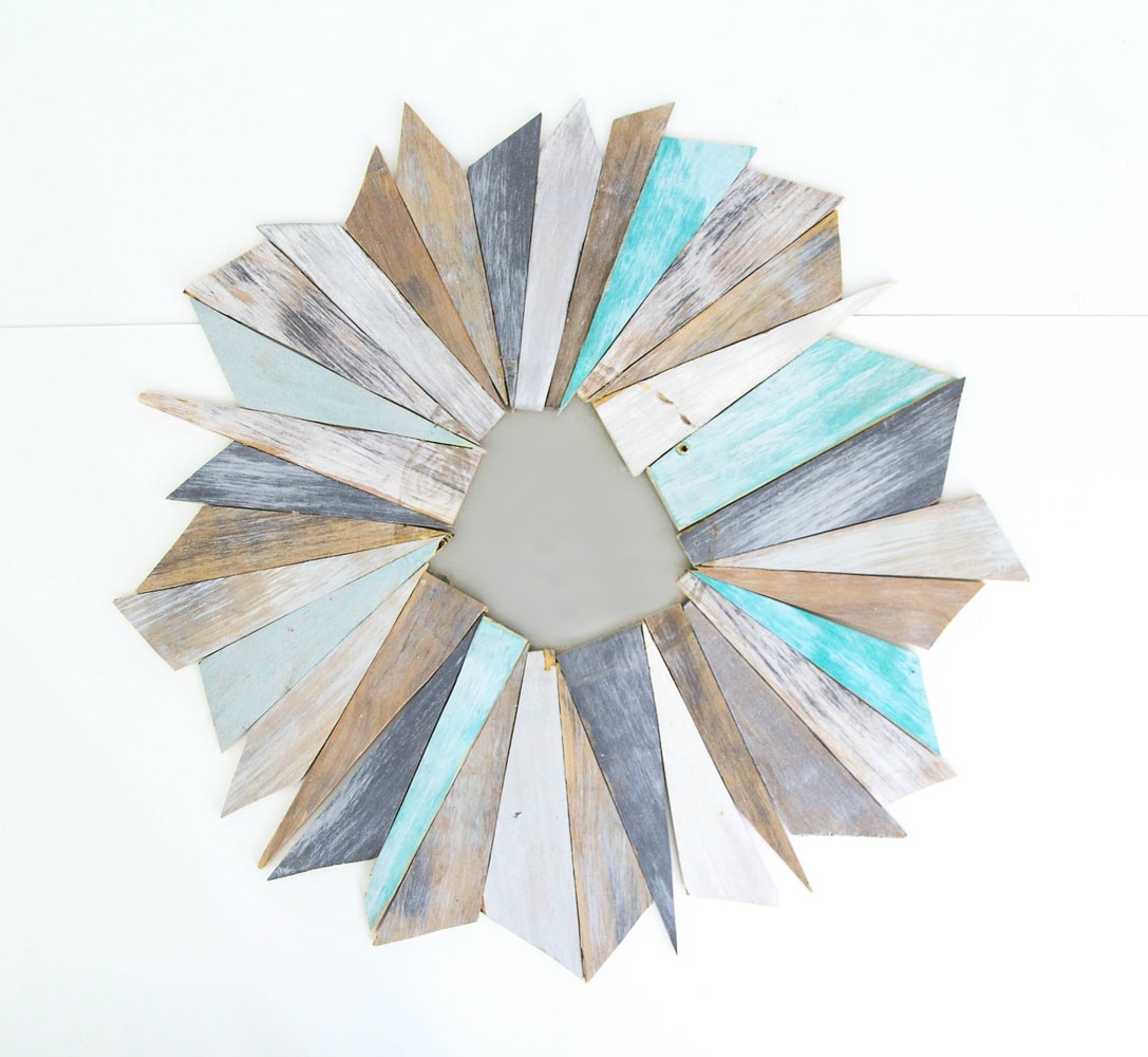 How to make a Sunburst Mirror using Scrap Wood - Lovely Etc.