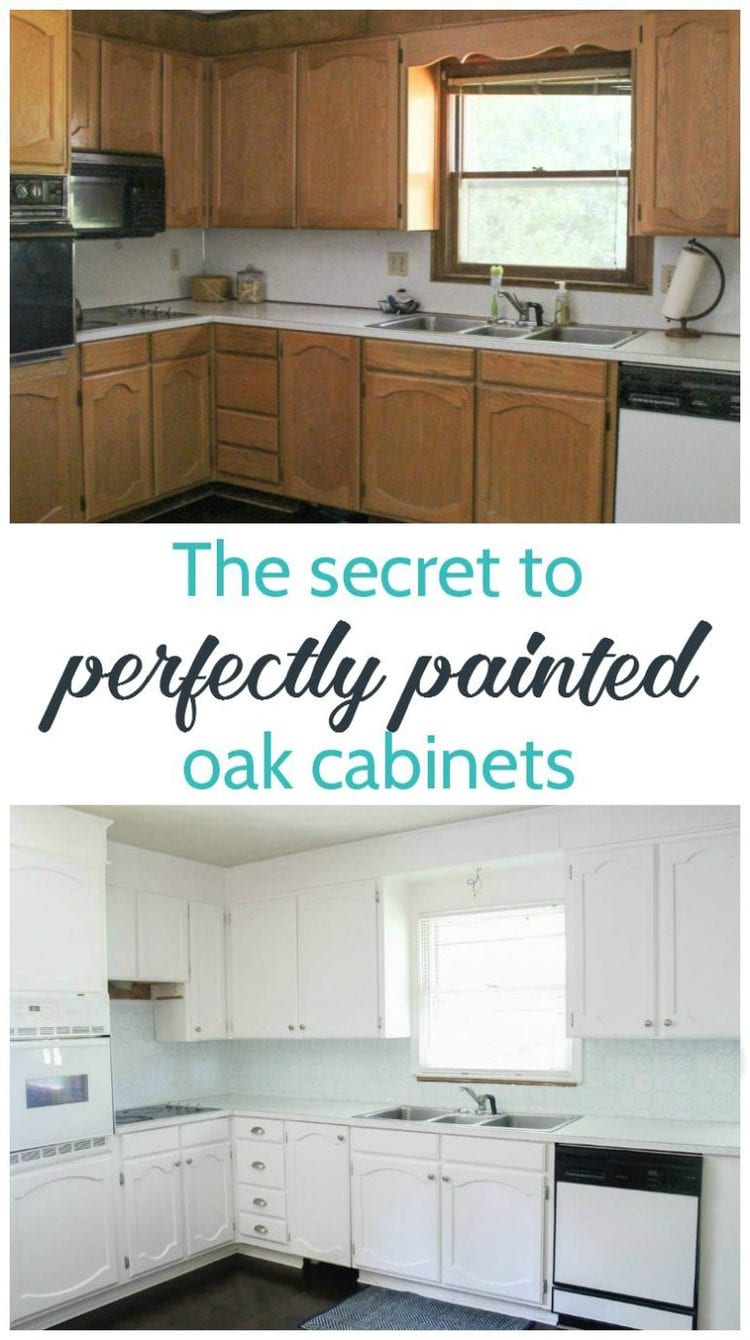 Painting Oak Cabinets White An Amazing Transformation   Secret To Perfectly Painted Oak Cabinets 1 768x1372 