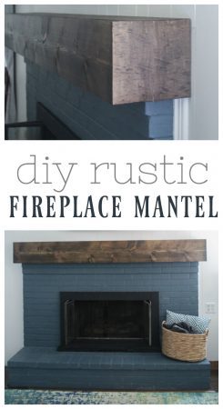 DIY rustic fireplace mantel: the cure for a boring fireplace - Lovely Etc.