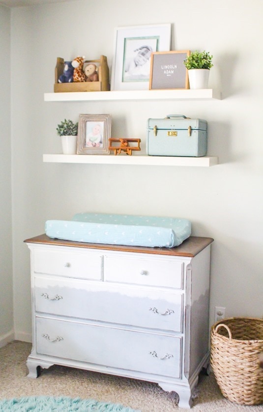 shelves over changing table