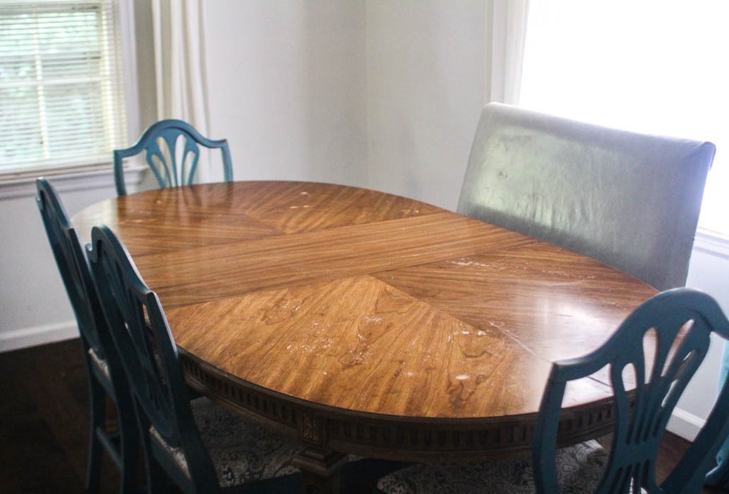 How To Refinish A Worn Out Dining Room Table Lovely Etc