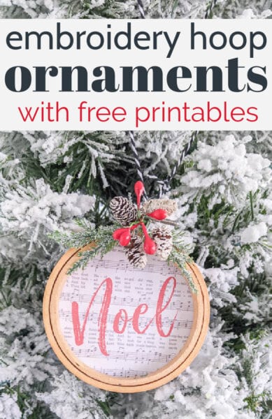 DIY Embroidery Hoop Ornaments with Free Printables - Lovely Etc.