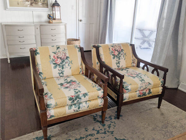 reupholster chair with wooden arms