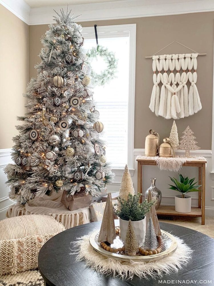 23 Fabulous Flocked Christmas Tree Decorating Ideas