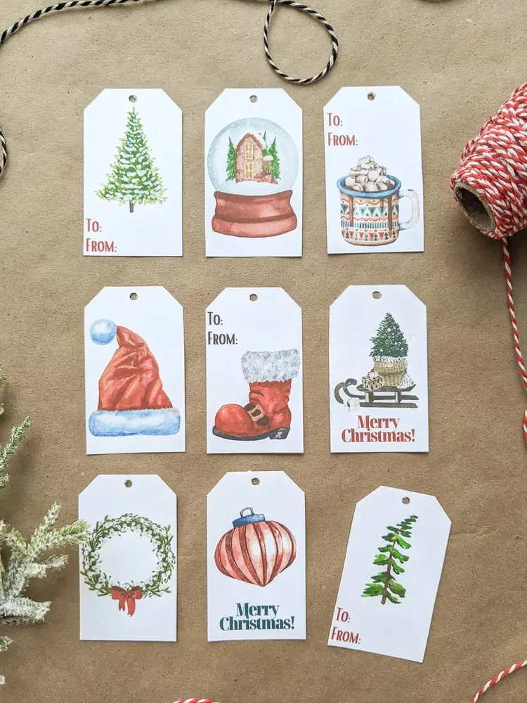 Watercolor Christmas Gift Tags