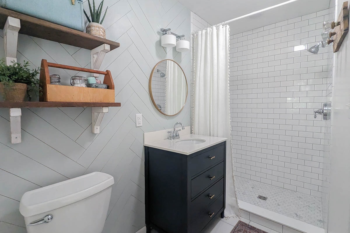 Bathroom Mini-Renovation {Part 3: DIY Shower Storage}