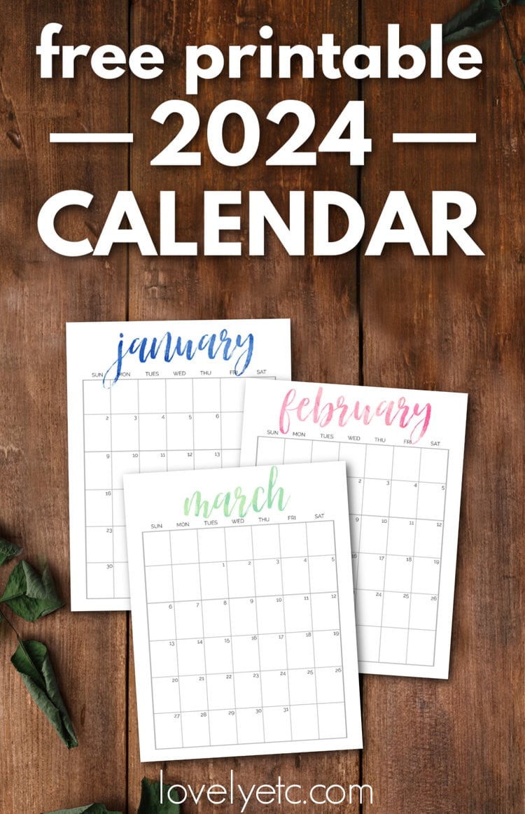 Simple and Pretty Free Printable 2024 Calendars