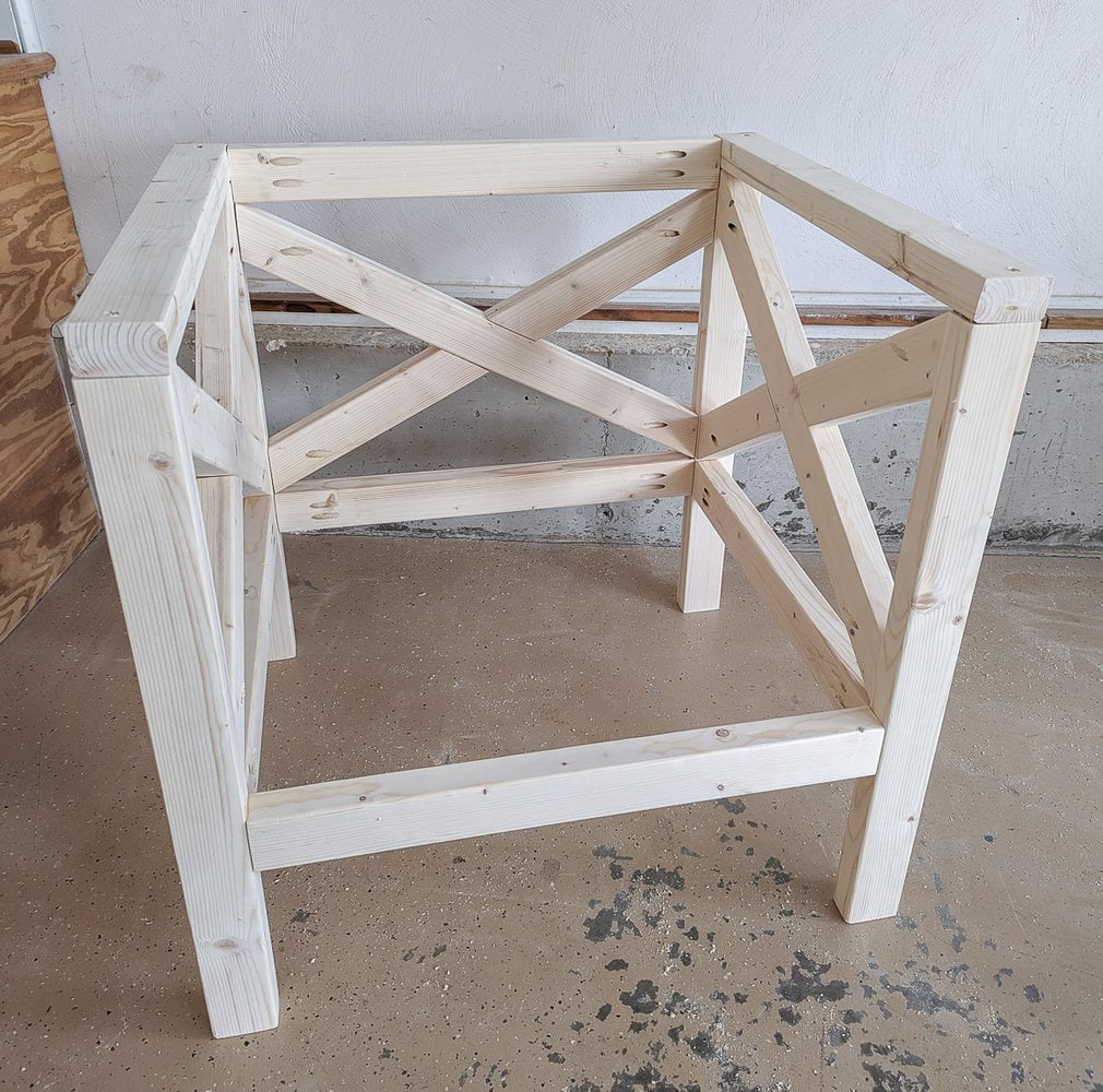 completed frame for diy outdoor chair.