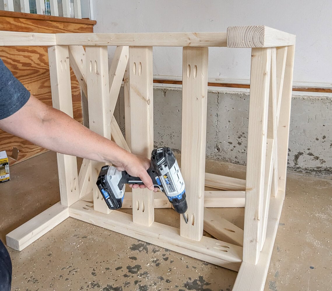 adding slats to wood outdoor chair.