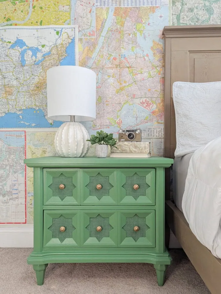 Gorgeous DIY nightstand makeover using a surprising Dollar Tree find